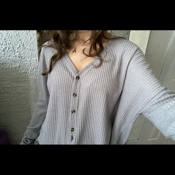 Out from under Jojo oversized thermal button front cardigan in gray - Picture 3 of 3